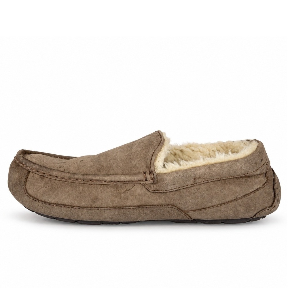 UGG 11 Ascot Slippers Brown Suede Shearling Lined Moccasin 5775 House Shoes